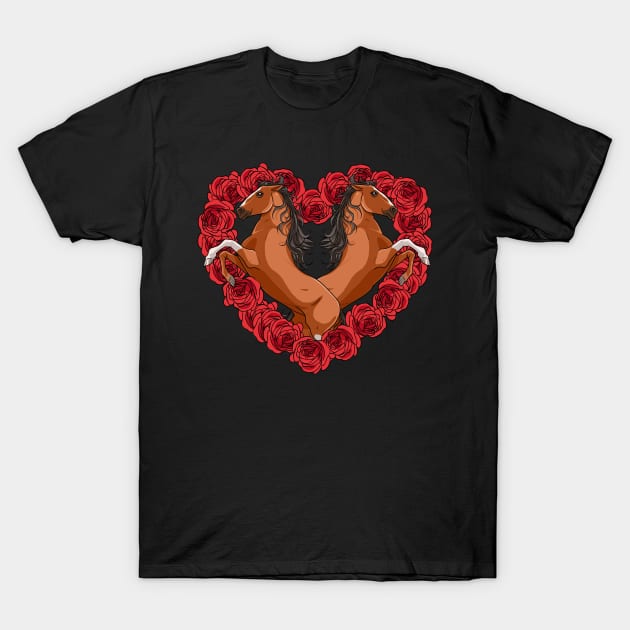 Irish Thoroughbred Horse Heart Valentines Day Equestrian T-Shirt by Noseking